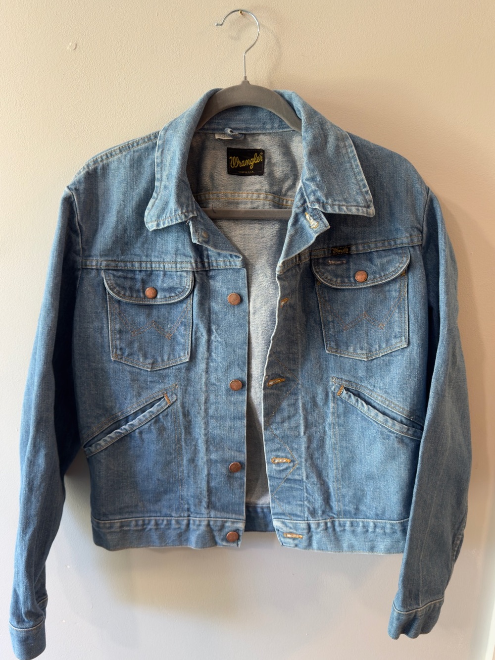 Vintage 70s Wrangler Denim Trucker Jacket Made in USA Size 42